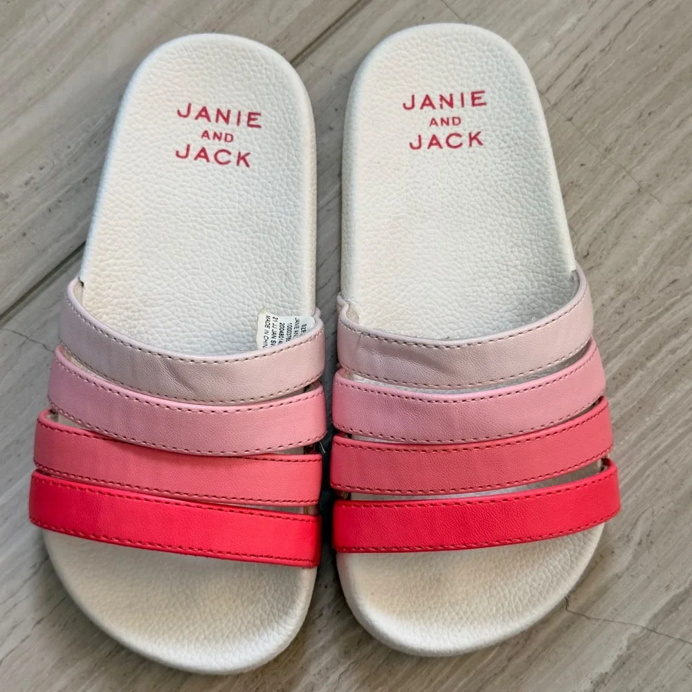 Janie and Jack Ombre Pool Slide Multi Strap Pink Red Beach Summer Vacation 9 EUC